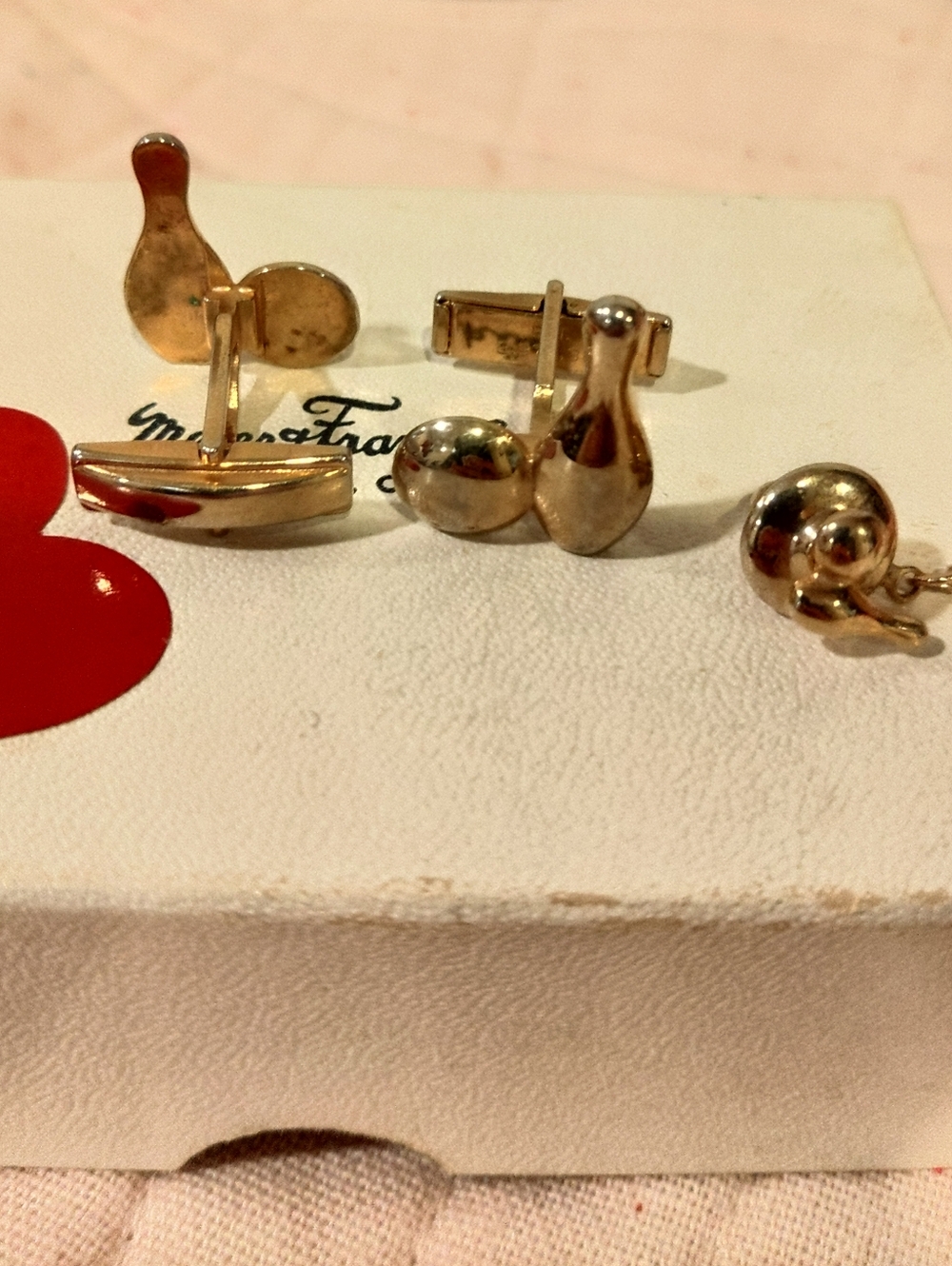 Bundle Of Vintage Tie Clips And Cuff Links Bowling Ball And Pins